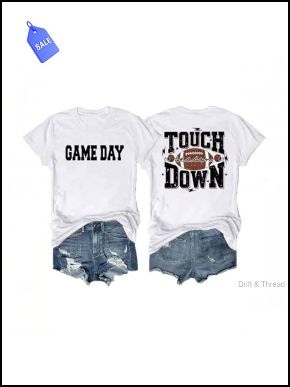 SODSHY Women's Football T-Shirt Game Day Short Sleeve Crew Neck Top